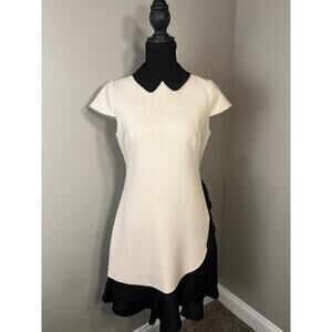 Kate Spade New York women's size 2 color block feminine crepe ruffled dress.